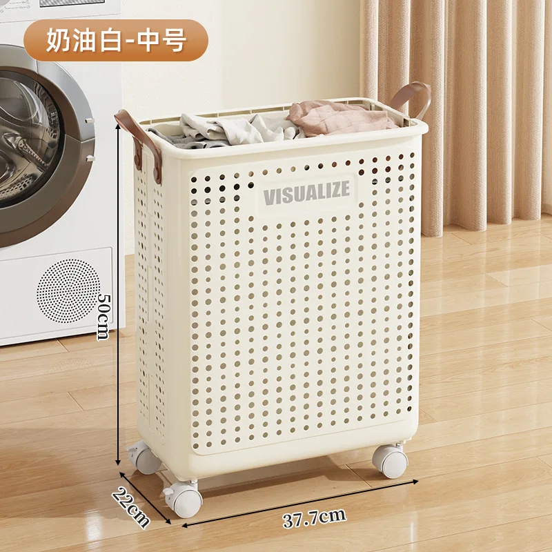 Laundry Basket With Wheels Large Folding Dirty Clothes Basket Multifunction Organizer For Dirty Clothes Laundry Room: Light Grey