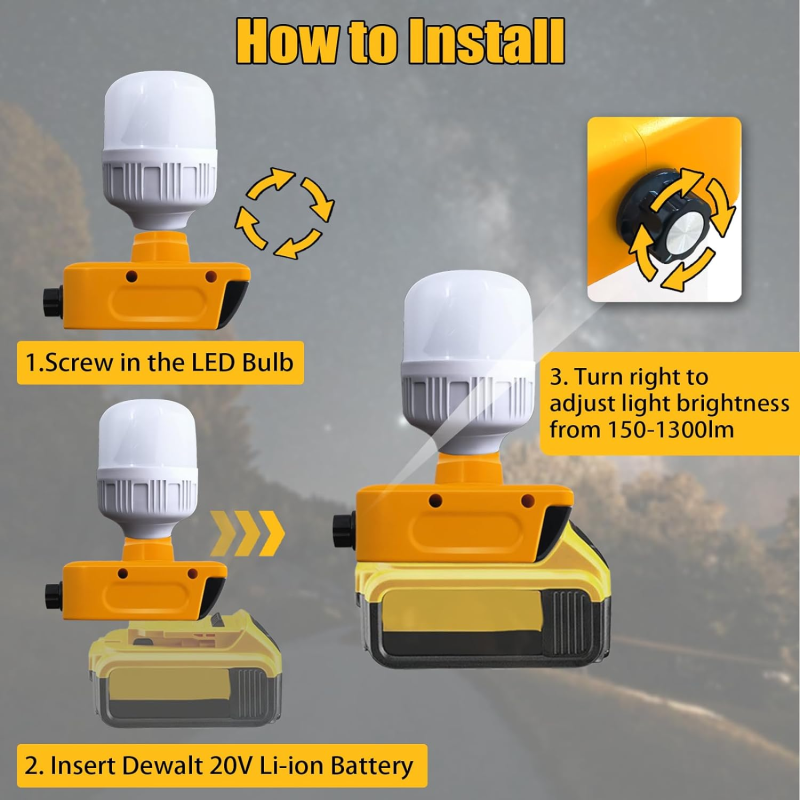 Draadloze LED Werklamp 12W LED Lamp Voor Makita/Dewalt/Milwaukee 18V 20V Li-ion batterij Dimmen Koel Witte Lamp Buitenverlichting