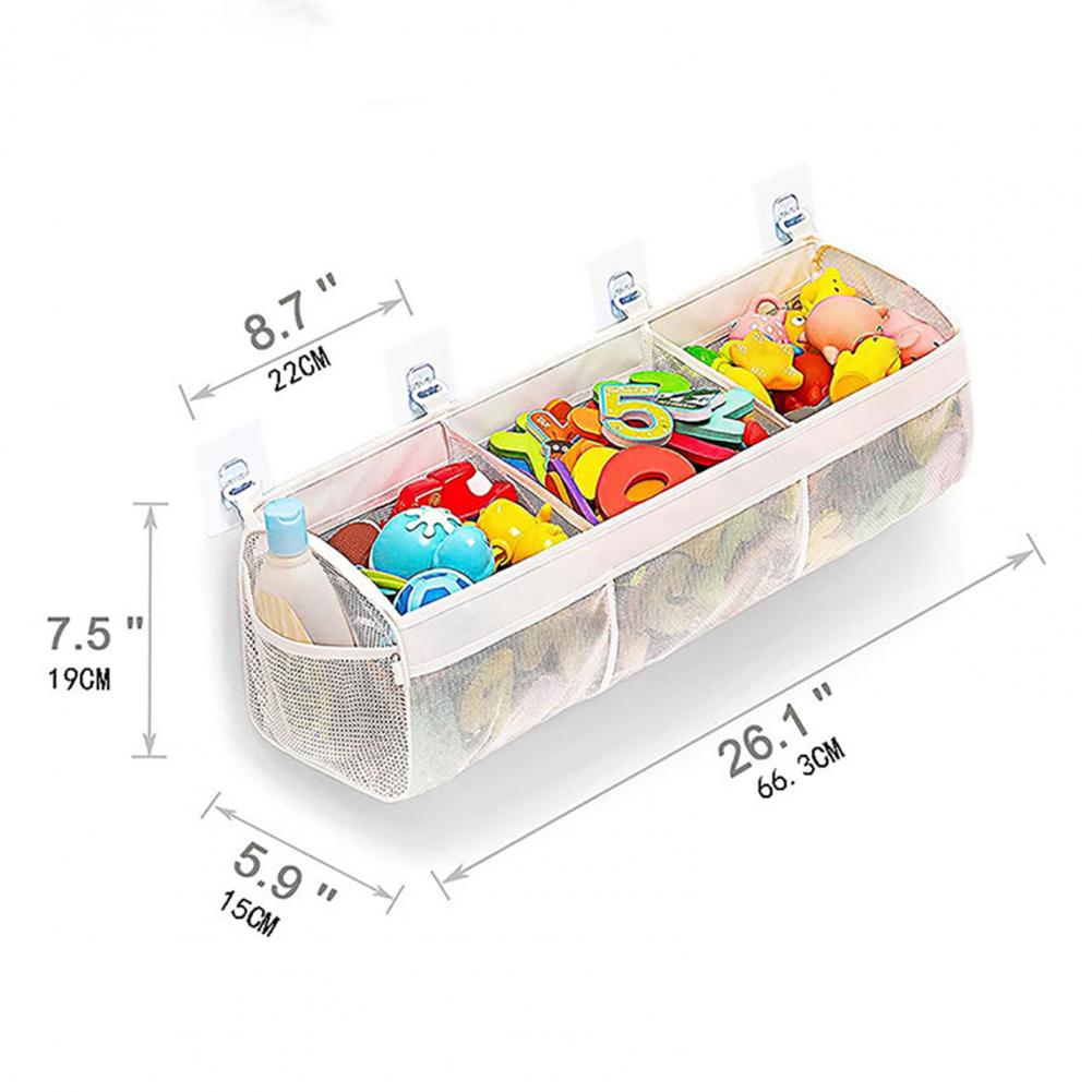 Sac de rangement de jouets de salle de bains, sac de rangement de jouets de bain à 3 compartiments de dessin animé, jouet de baignoire mural pratique pour salle de bain