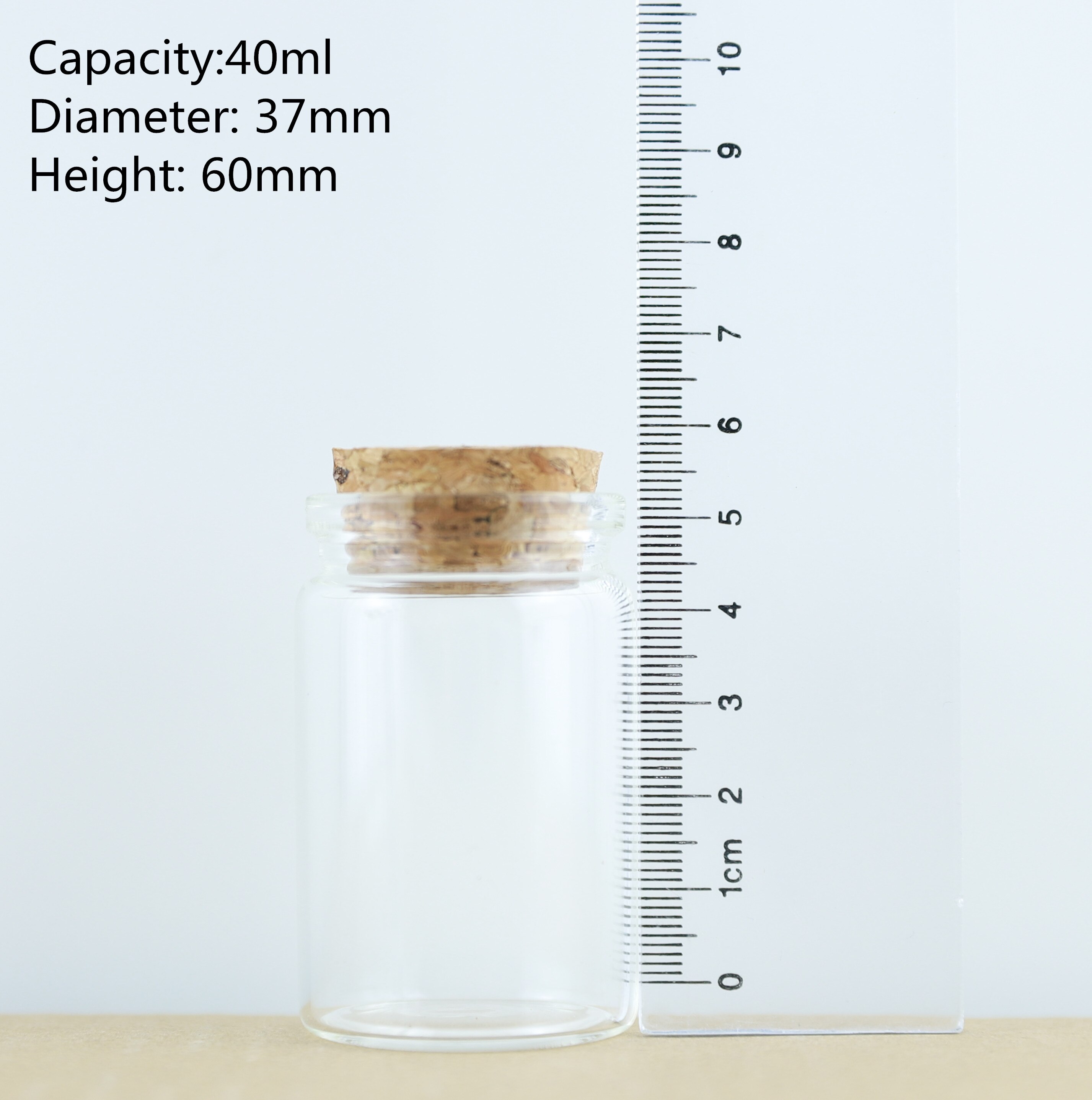 24 Stks/partij Diy Glazen Flessen Wens Kurk Ambachten Potten Kurk 37Mm Diameter Transparante Lege Glazen Flessen: 40ml