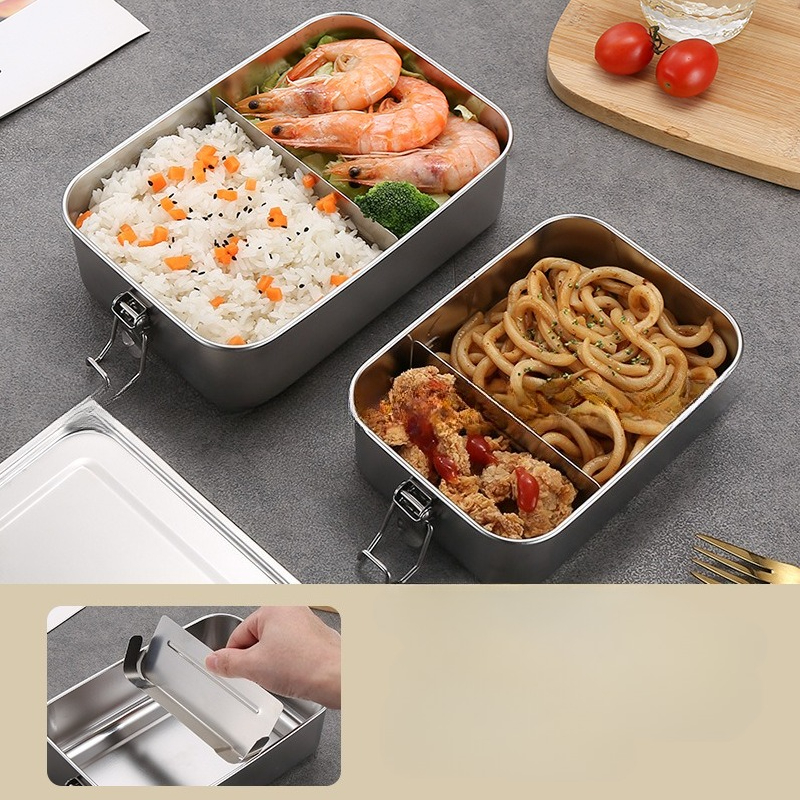 1200ml rustfri stål madkasse bærbar snack frugt opbevaring tallerken skål eller picnic camping skole kontor rum madkasse