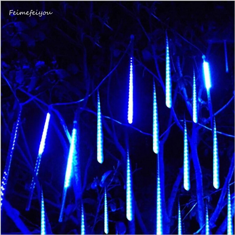 Kerst Festoen Lights Meteorenregen Led Fairy Guirlande Licht String 30Cm 50Cm 8 Tube Waterdichte Tuin Decoratie