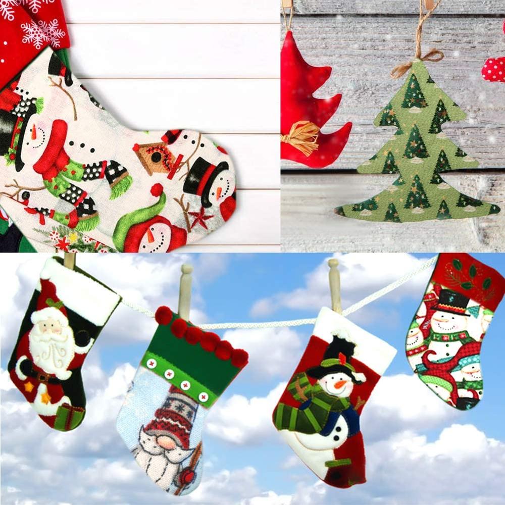 Dailylike 5 Pcs Christmas Cotton Fabric Christmas Fabric Quilting Fabric Precut Fabric Bundles for DIY Craft Christmas Party