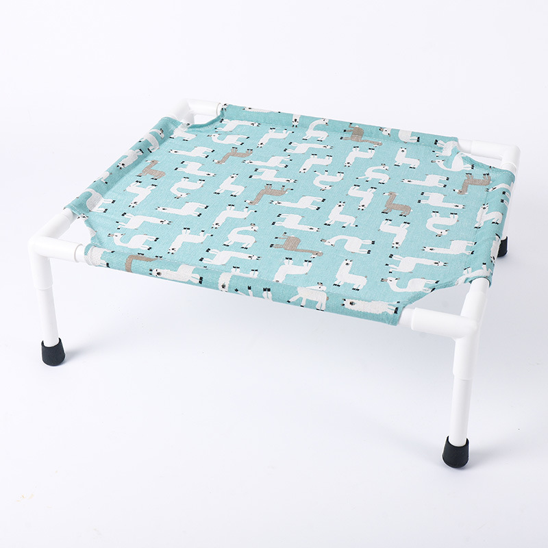 Wooden Elevated Summer Cat Bed House Pet House Pet Beds Wood Canvas dog Lounge Bed For Small Dogs Rabbit Puppy Durable Canvas: F