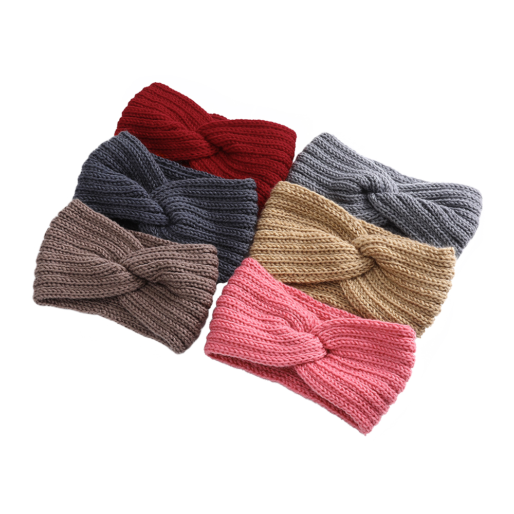 Wol gebreide knoop kruishoofdband voor vrouwen herfst winter boog elastische haarbanden meisjes haaraccessoires hoofddeksels haarbanden nieuw