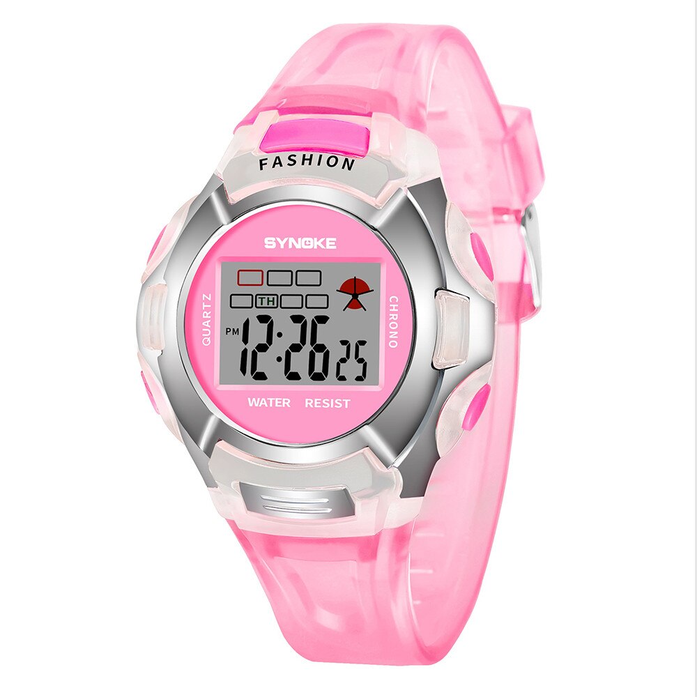 Kinderen Jongens Student Waterdichte Sport Horloge Led Digital Date Horloge Horloges Voor Kinderen Montre Garcon Klok: pink