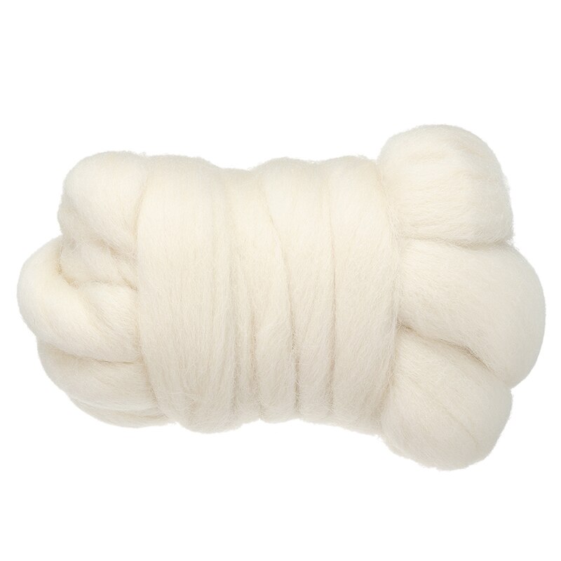 Cream White Needle Felting Wool 100% Shetland Natural Roving Wool Fibre for DIY Doll Needlework Handcraft Decor 100g