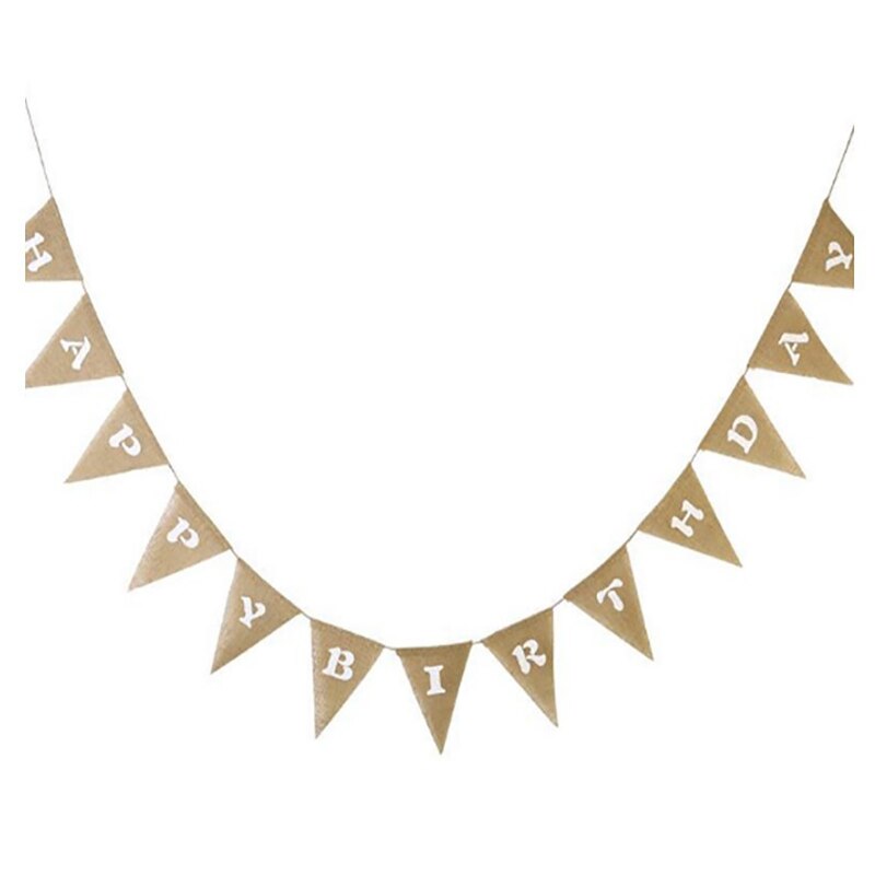 2.4M Linen Happy birthday Flags Banner Western Party Decoration Birthday Bunting Home Decor Event Supplies