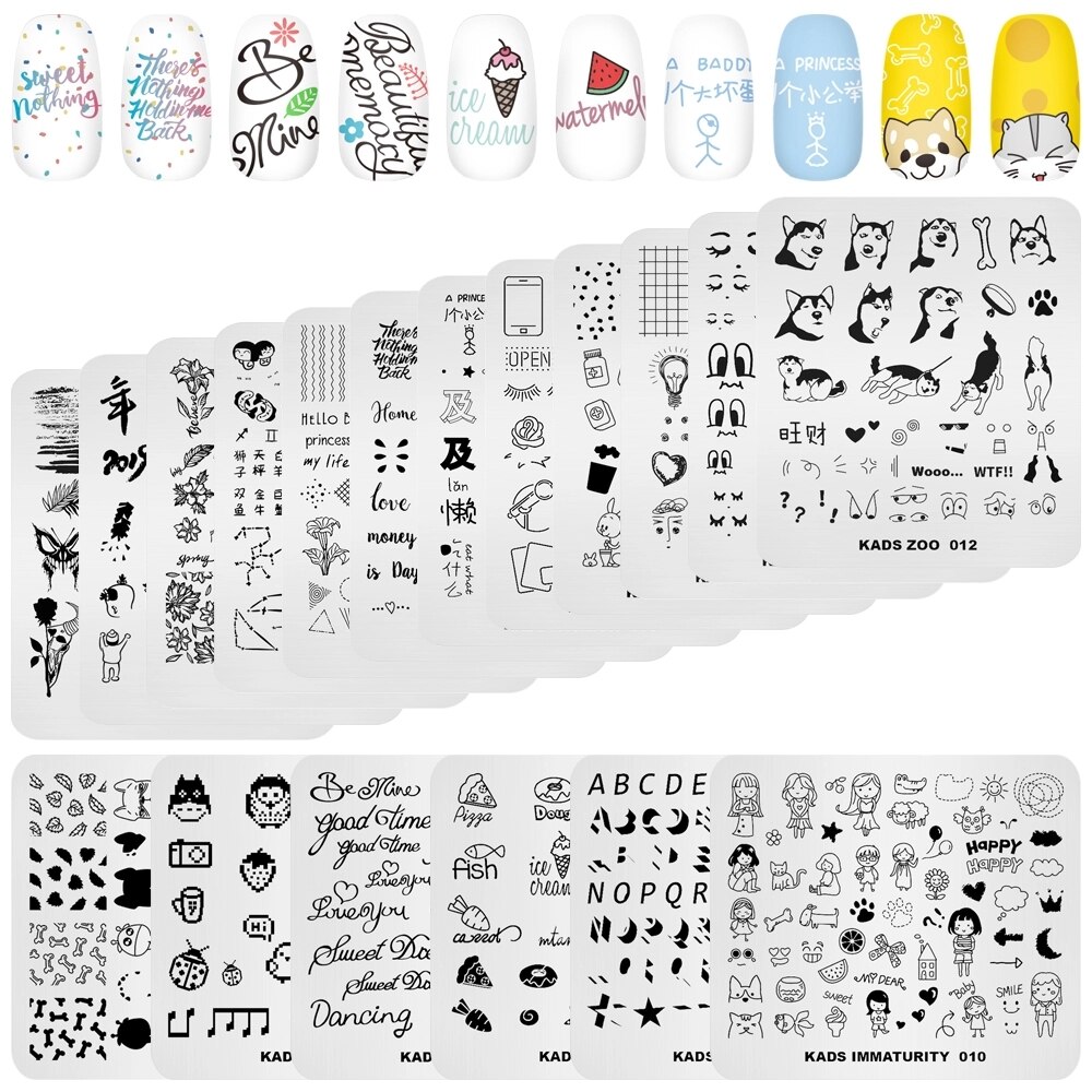 Nail Art Stamp Template Words Letter Small Patterns Nail Stamping Plate DIY Image Printing Plate Stainless Steel Stencils