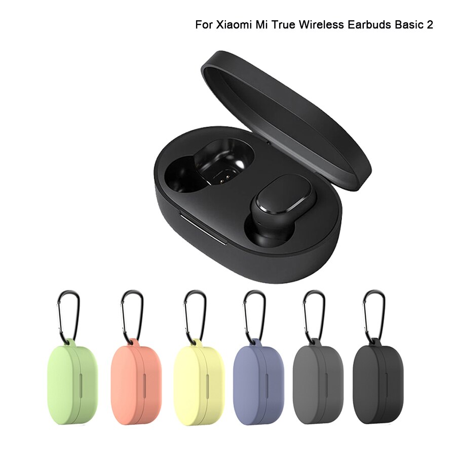 Funda protectora de silicona para Xiaomi Mi True Wireless Earbuds Basic 2, funda para auriculares TWS, Redmi Airdots 2 con gancho