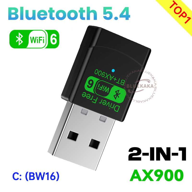 drivervrije 2IN1 900Mbps USB-adapter Bluetooth 5.4 Dongle Adaptador Dual Band WiFi6 voor pc-laptop Draadloze luidspreker Audio-ontvanger Zender voor Win10/11: zwart