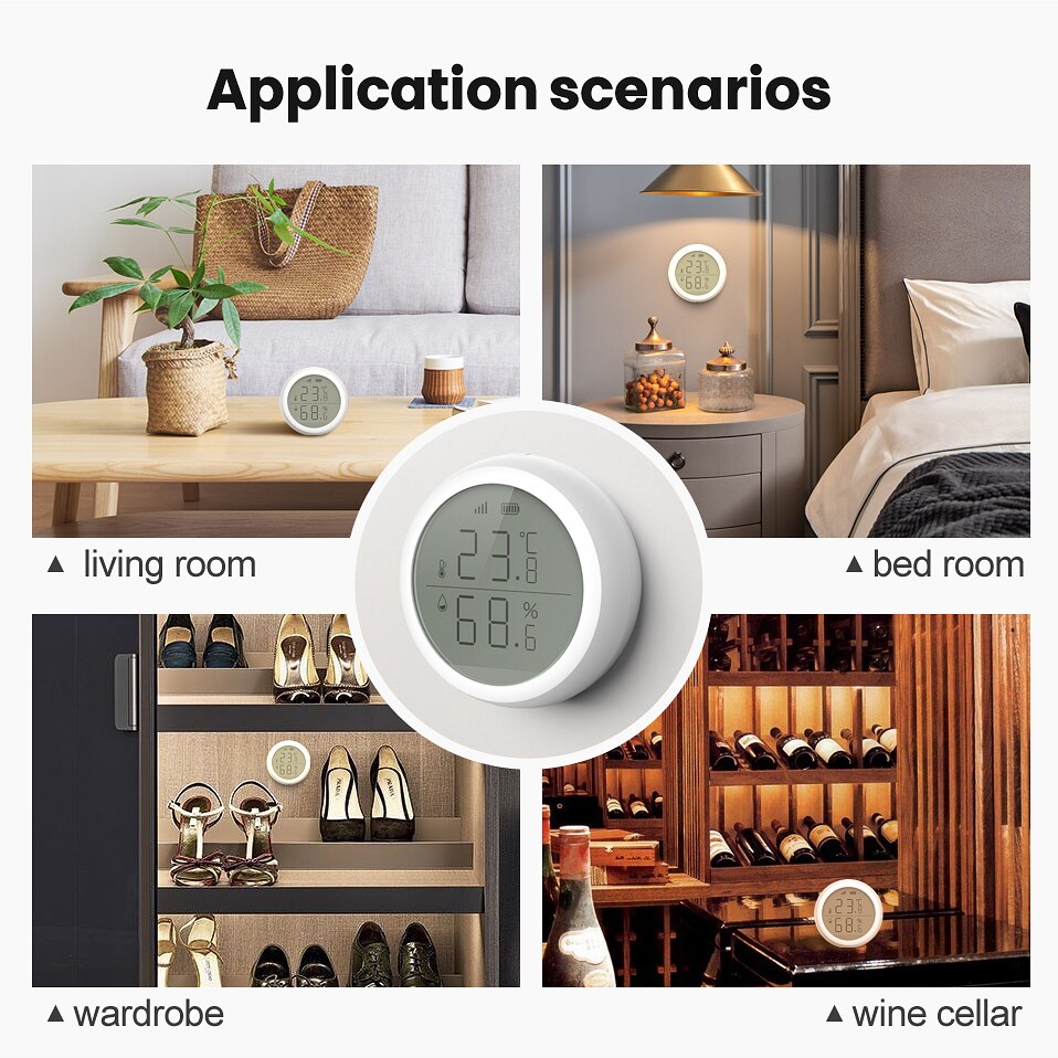 AVATTO Tuya Zigbee Smart Home Temperature And Humidity Sensor with LED Screen, Works with Alexa eacho, Tuya Zigbee Gateway Hub