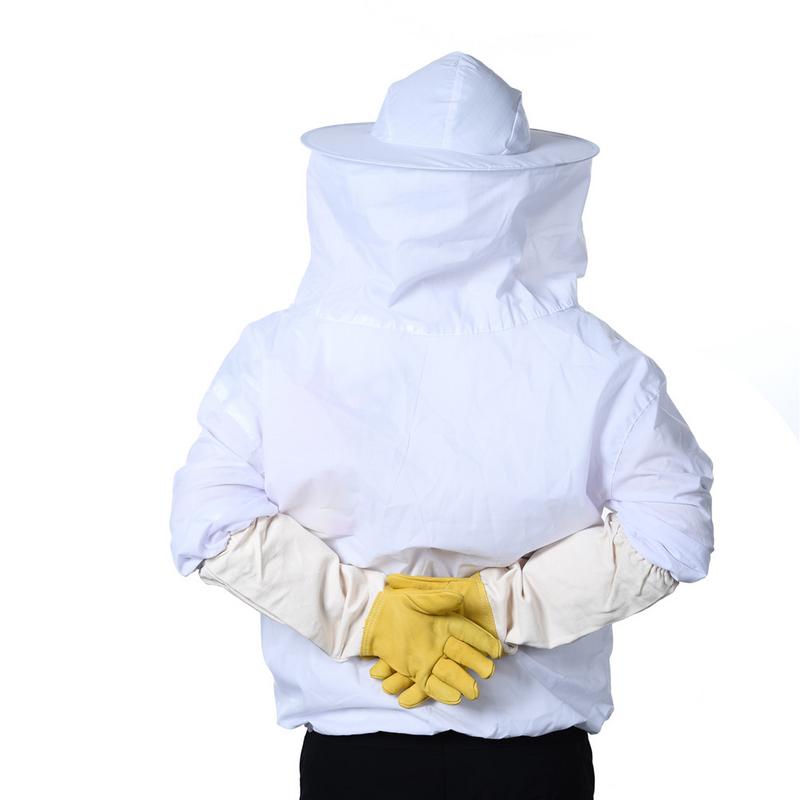 Con bolsillo de almacenamiento Anti-abeja ropa Siamesed cabeza máscara de ropa exterior superior para ropa de apicultura # DO