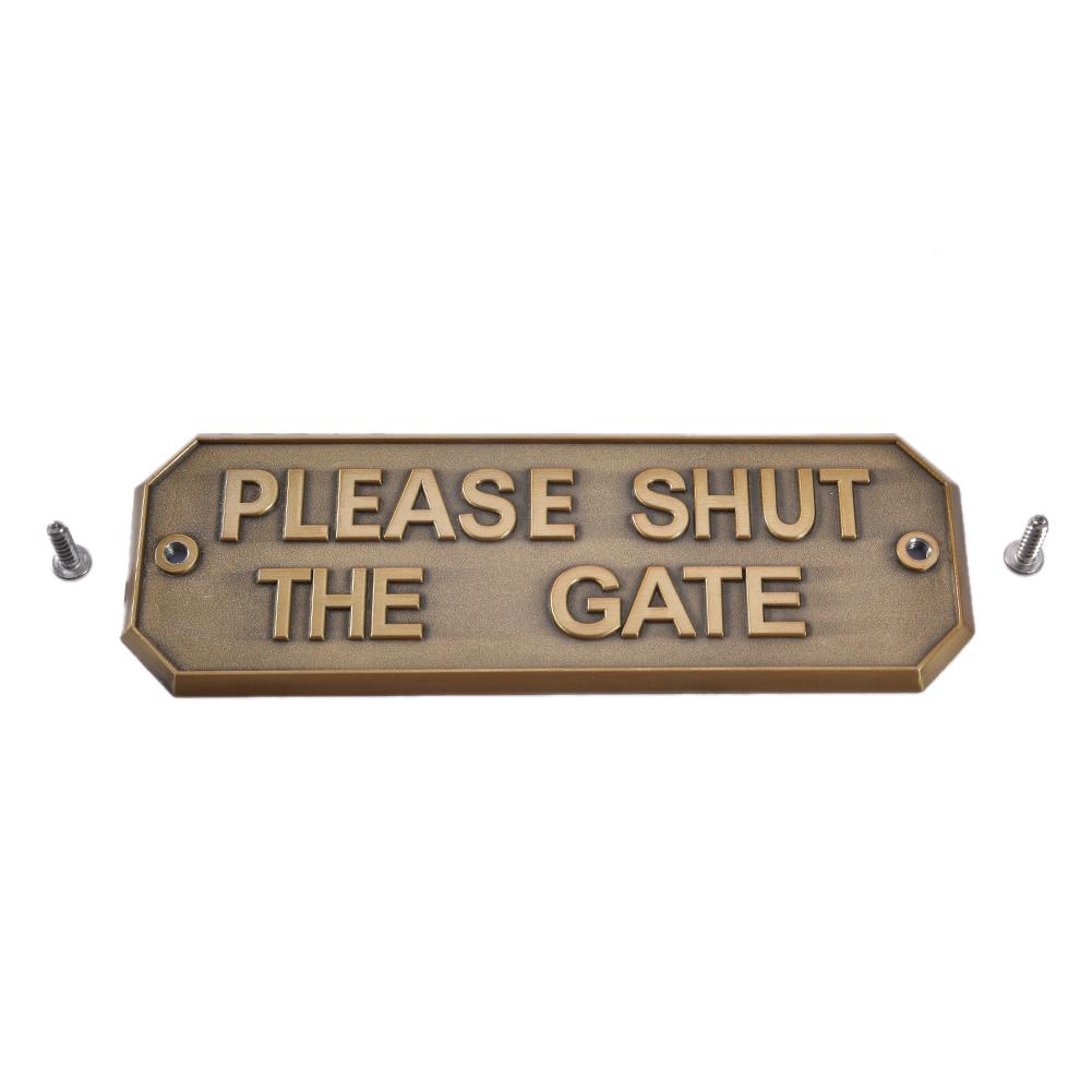 3 Colors Stainless Steel Warning Sign Hanging Card Hardware Gate Brass Door Sign Antique Brass Gardening Home Warning Sign: Ancient gold