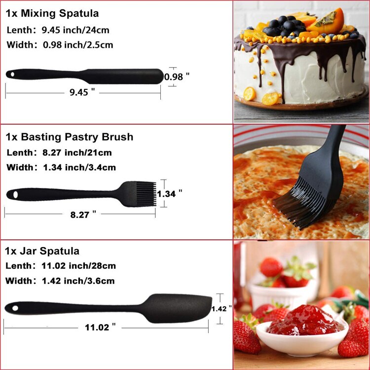 6Pcs/set Silicone Spatula Mixing Sets Pastry Scraper Non Stick Butter Spreader Jar Blender Cooking Spatula Spoon Kitchen Baking