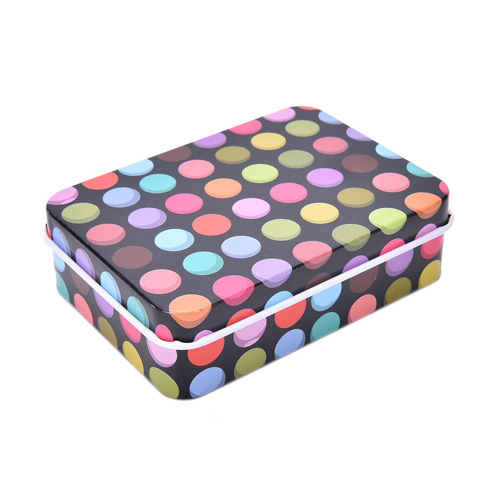 small storage boxes Dot Print Clip Holder Case Mini Tin Metal Box Home Storage Stationery Holder Desk Organizer Packing Boxes