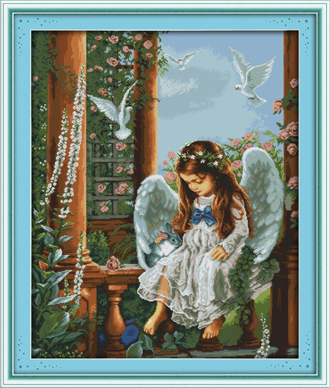 Cartton people landscape animal cross stitch kit aida 18ct count unprinted canvas stitches embroidery DIY handmade needlework