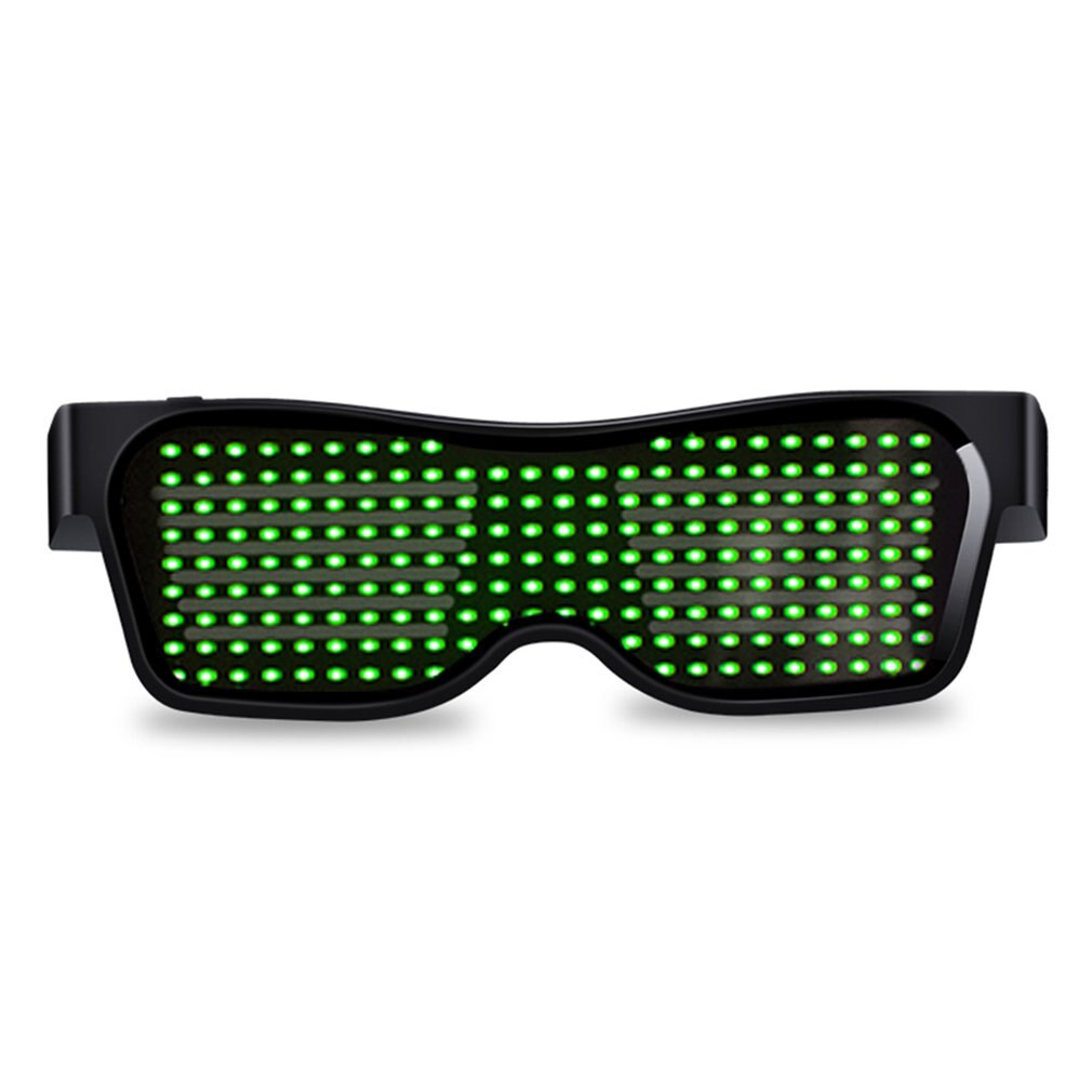 Magic Bluetooth Led Glasses DIY APP control BT Wireless Connection Illuminating Glasses Multilingual Quick Flash led USB Charge: Green light