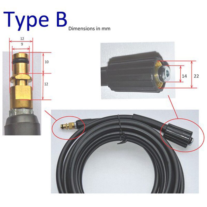 15M 49FT 2320PSI High Pressure Washer Hose Tube Water Pipe Cleaning Replacement for Karcher K2 K3 K4 K5