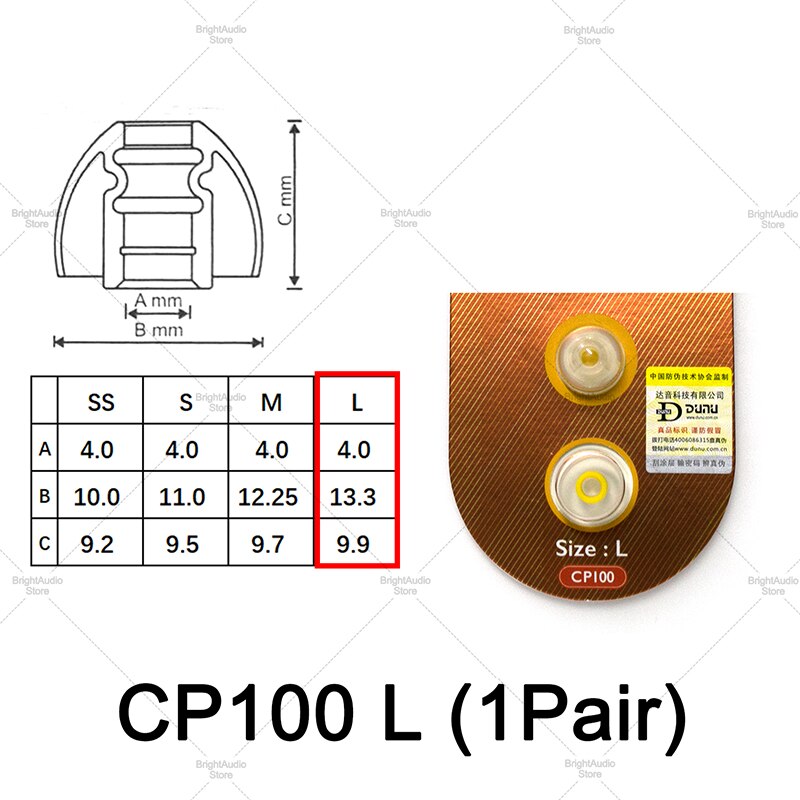 SpinFit CP100 CP800 CP240 In-ear Ear tip 1 pair ( 2pcs ) Earphone Silicone Case for FiiO DUNU FH7: CP100(L) 1pair