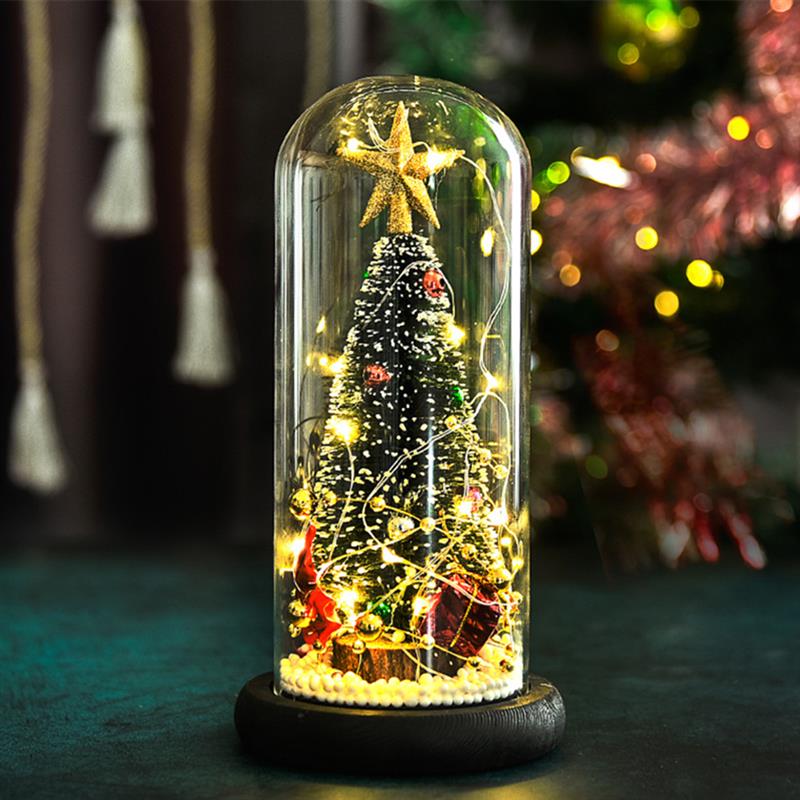 Kerstboom Glas Cover Lamp Desktop Led Lamp Kerstboom Lamp Thuis Decoratieve Beeldjes Miniaturen