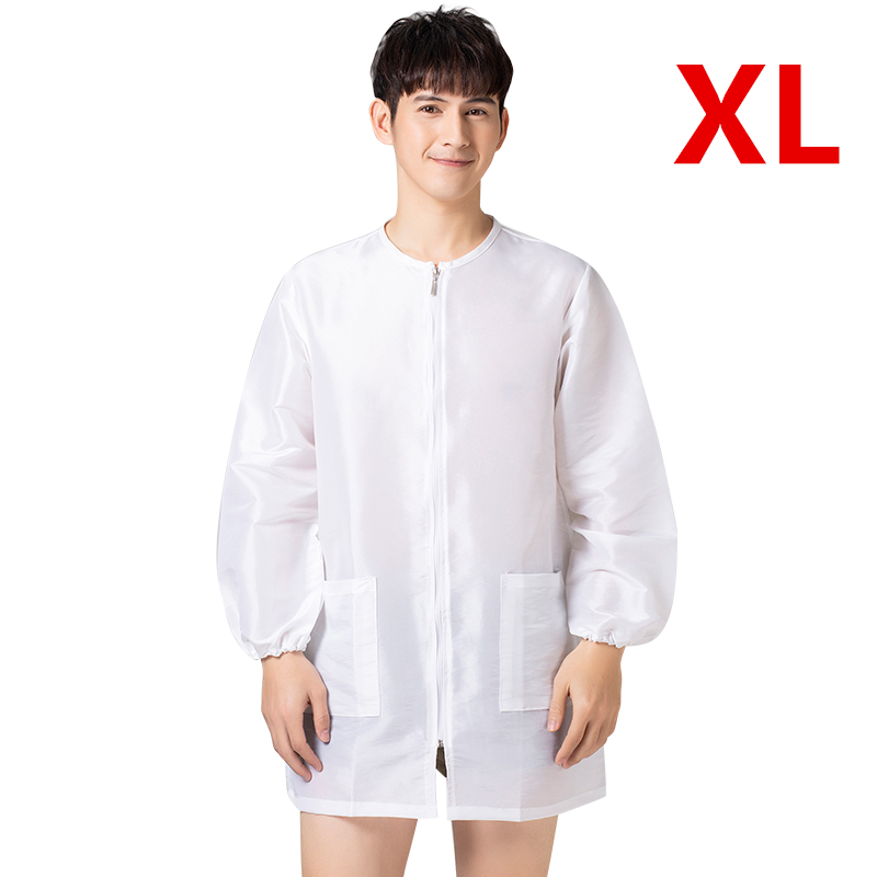 Uniforme de travail à fermeture éclair pour barbier , Cape de coiffeur, vêtements de travail, tablier de toilettage pour animaux de compagnie: A027-White-XL