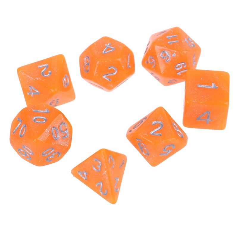 7 stücke Acryl polyedrisch Würfel funkeln Doppel Farben Seitige Würfel Tisch Spiel: O
