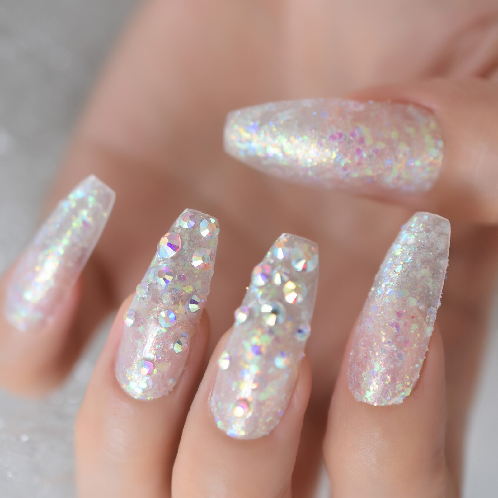 Rose negle tryk på negle mandel medium-korte fingernegle spidser flase nails art forsyninger til professionelle echiq negle 24 stk.: L5863