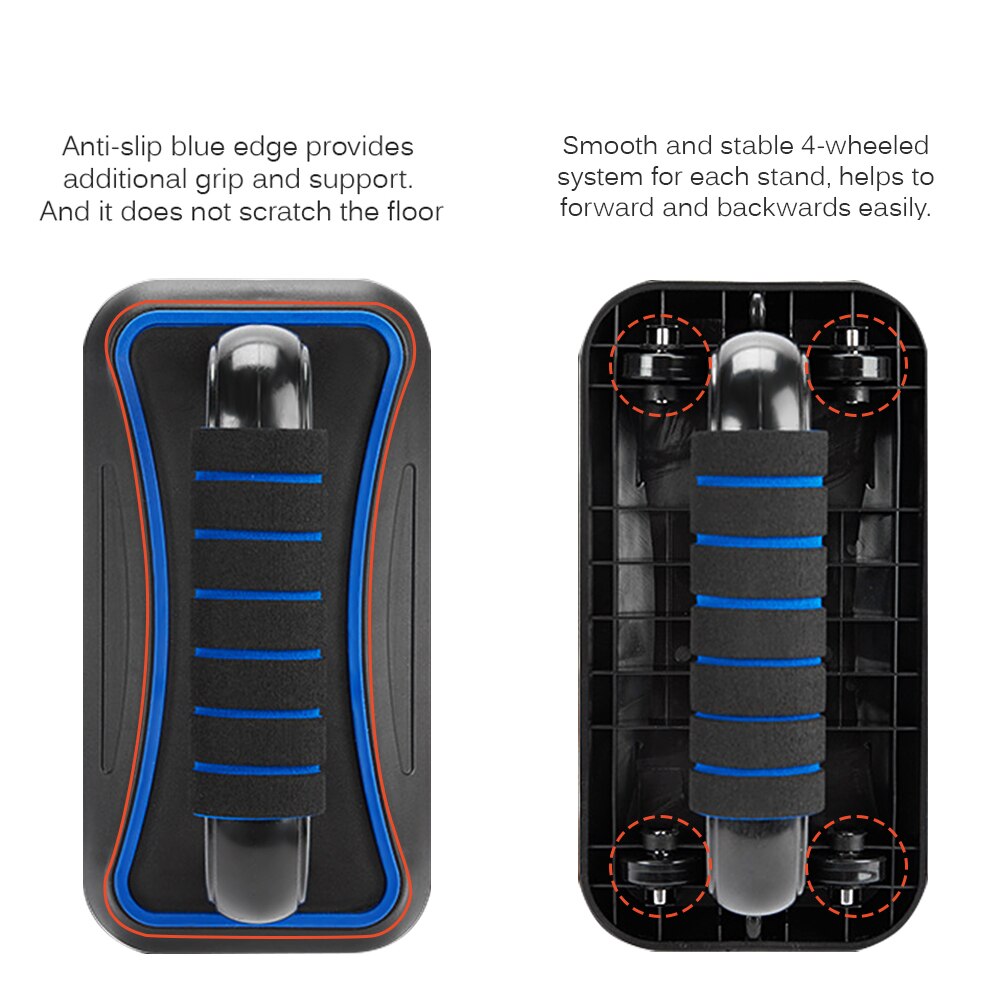 2-IN-1 Push-UP Stands Wheel Rollers Abdominal Exercise Trainer for Home Office Gym Fitness Workout Exercise