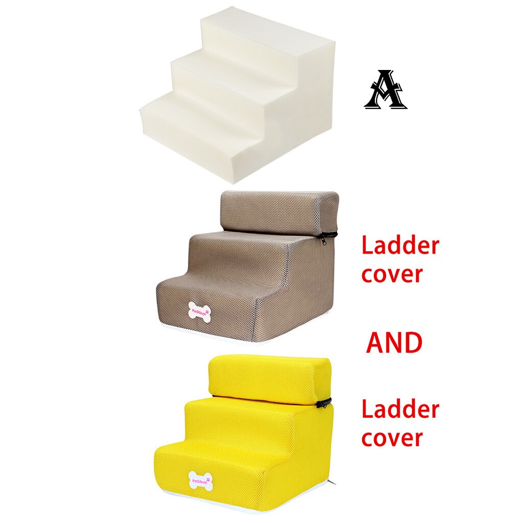 Lit escalier pour animal domestique | Échelle 2/3 pour animal domestique, maison pour chien, chiot, lit en tissu maille pliable, lit amovible pour animal, lit pour chat, chien, rampe pour chiot, fournitures pour chiot: A