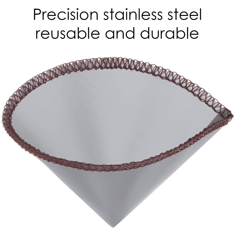 Reusable Pour Over Coffee Filter Mesh Paperless Coffee Filter Stainless Steel Cone Filter 3 To 4 Cup Coffee Drip Filter