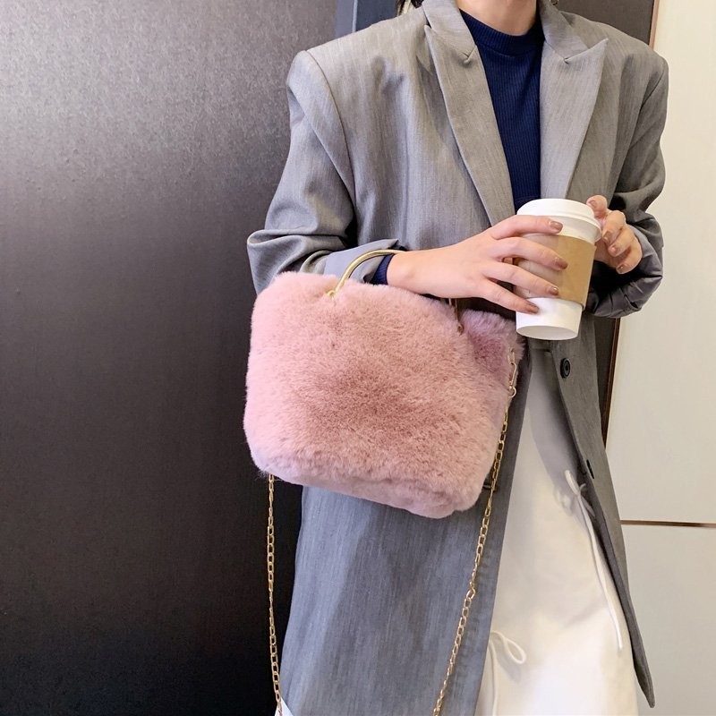 Herfst En Winter Vrouwen Faux Bont Tassen Schouder Onderarm Pluche Pouch Crossbody Tassen Voor Vrouwen furry Handtas