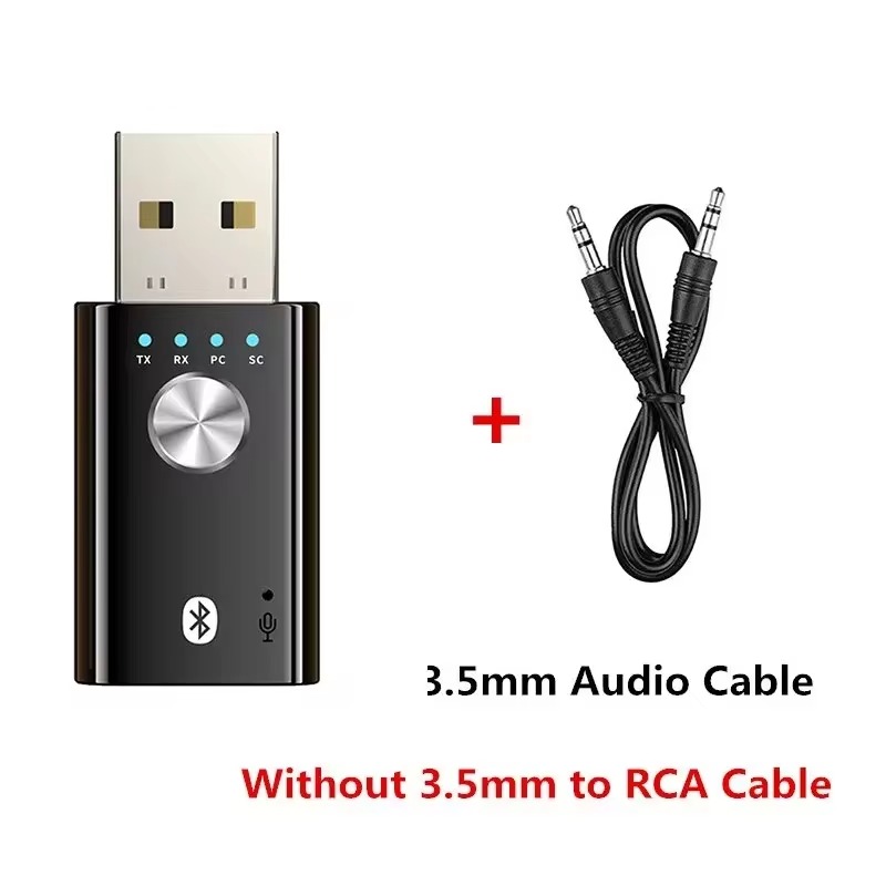4-in-1 Bluetooth 5.1 audio-ontvanger zender stereo USB dongle 3,5 mm 3,5 AUX RCA draadloze adapter voor carkit TV PC hoofdtelefoon: Optie 1