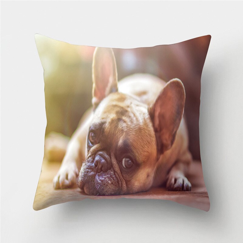 Mopshond print decoratieve kussens kussensloop polyester kussenhoes sierkussen bank woonkamer decoratie kussensloop 40958: 2bz-40958-007