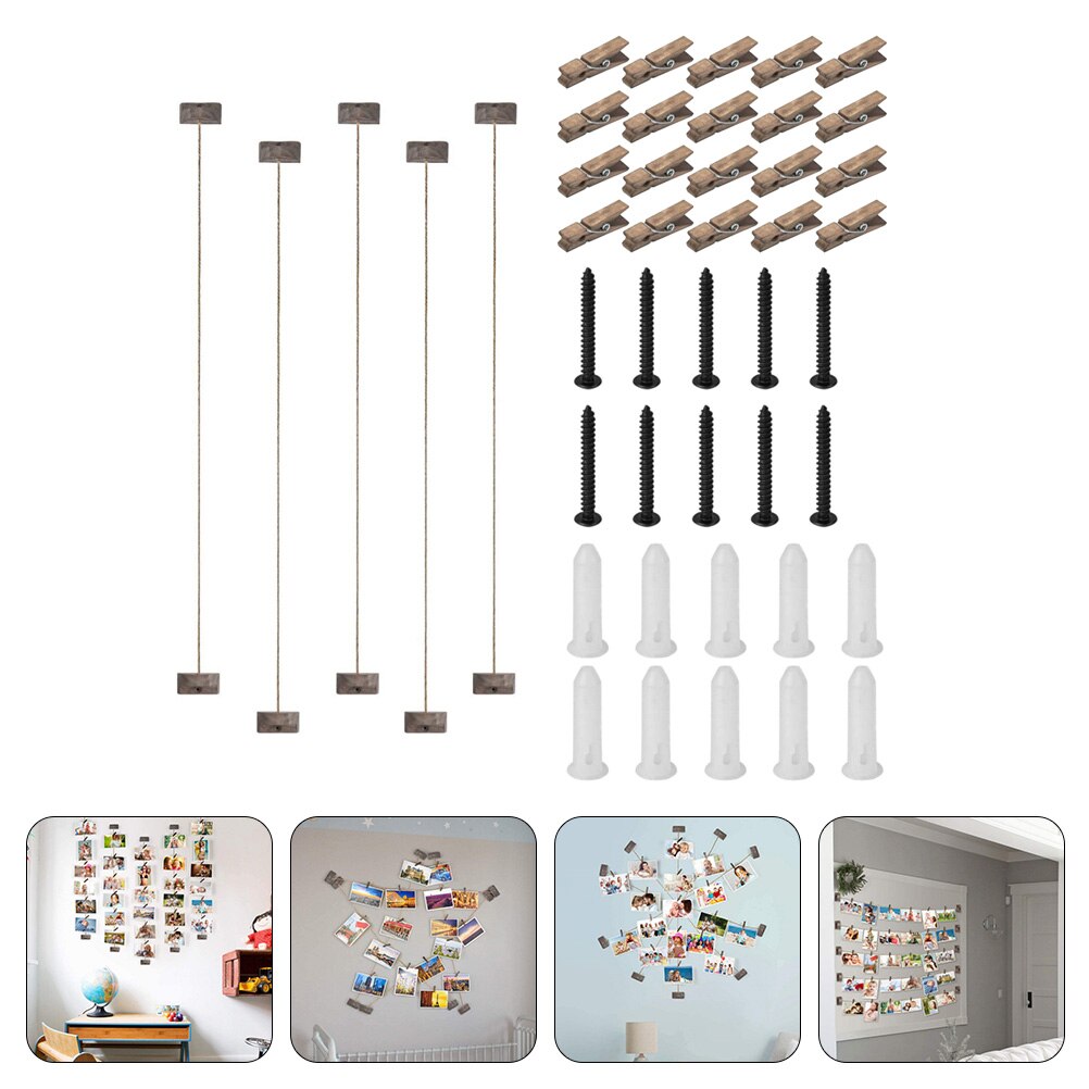 1 Set Hanging Photo Display DIY Picture Frames Collage Room Wall Decoration