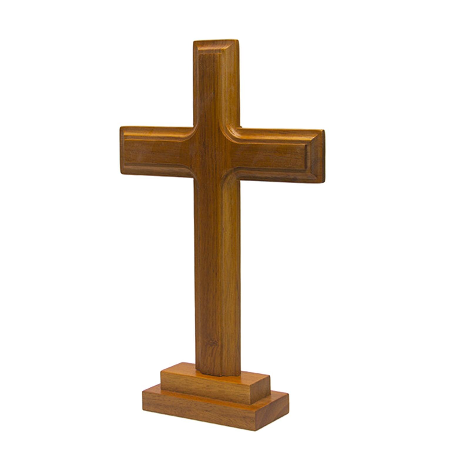 Hout Crucifix Cross Staande Jezus Dubbelzijdig Display Kruis Decor Jezus Christus W/ Stand Kerk Christendom Standbeeld Voor decor