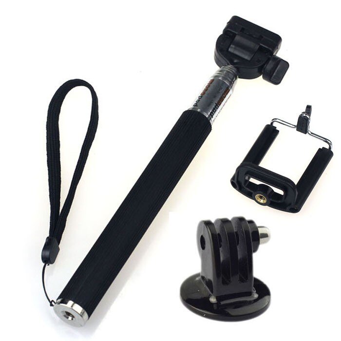 Zelfklevende, uitschuifbare, draagbare aluminiumlegering, flexibele telescopische monopod statiefhouder voor go pro hd hero 1 , 2 , 3 carmera
