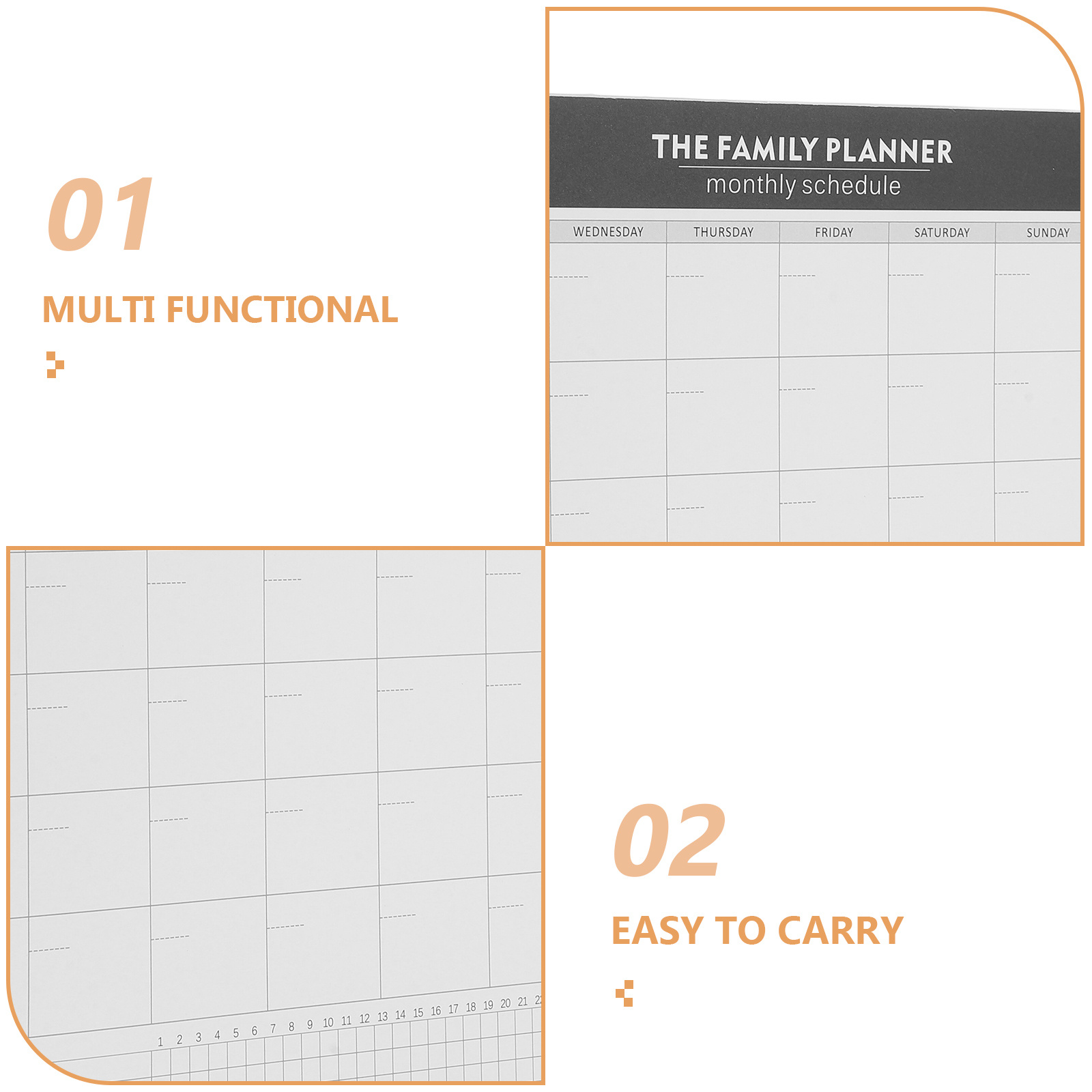 Monthly Planner Notepad Undated Weekly Daily Calendar Writable Task Checklist Journal For Office Classroom Black Large Student