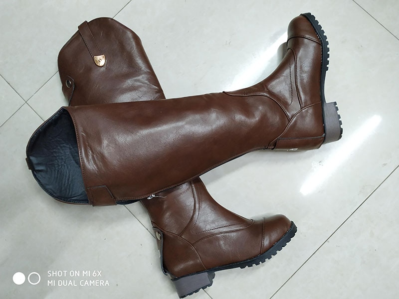 Equitazione Stivali Alti Cavallo Al Ginocchio Rider Campo di Cuoio Scarpe Equestre Lungo Bootcut Rider Larga Albero Medievale Costume Alti Per Le Donne