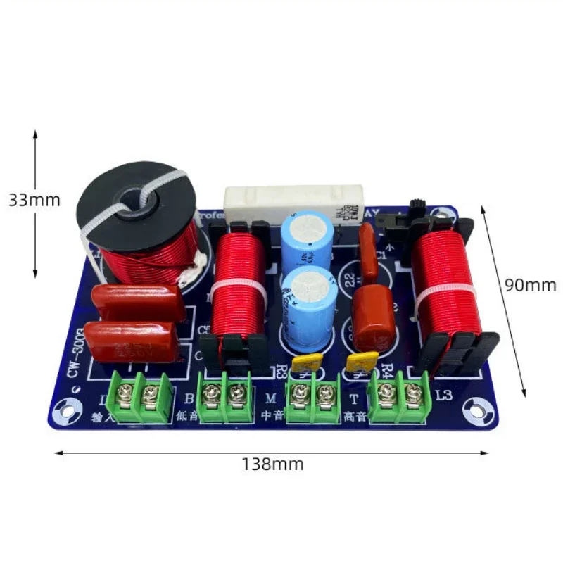 3-- vejs 250w frekvensdeler gør-det- 850hz/5200hz højttalerfilterkredsløb diskant mellembas hifi stereo lyd delefilterfiltre