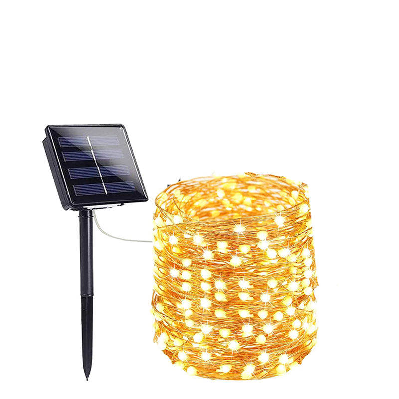 Guirnalda de luces solares para exteriores, luces de hadas impermeables para jardín con 8 modos de iluminación para Patio, árboles, decoración de de Navidad y boda: Verde / 0,5 W