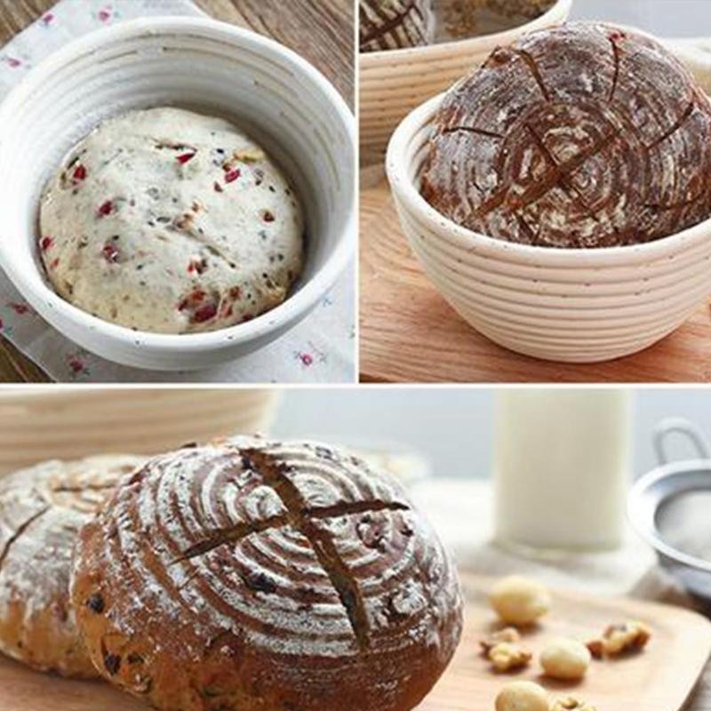 Handmade Round Shape Fermentation Rattan Basket Country Bread Baguette Dough Banneton Brotform Proofing Proving Baskets Tools