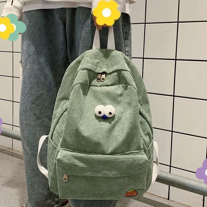 High School Backpack Corduroy Bag