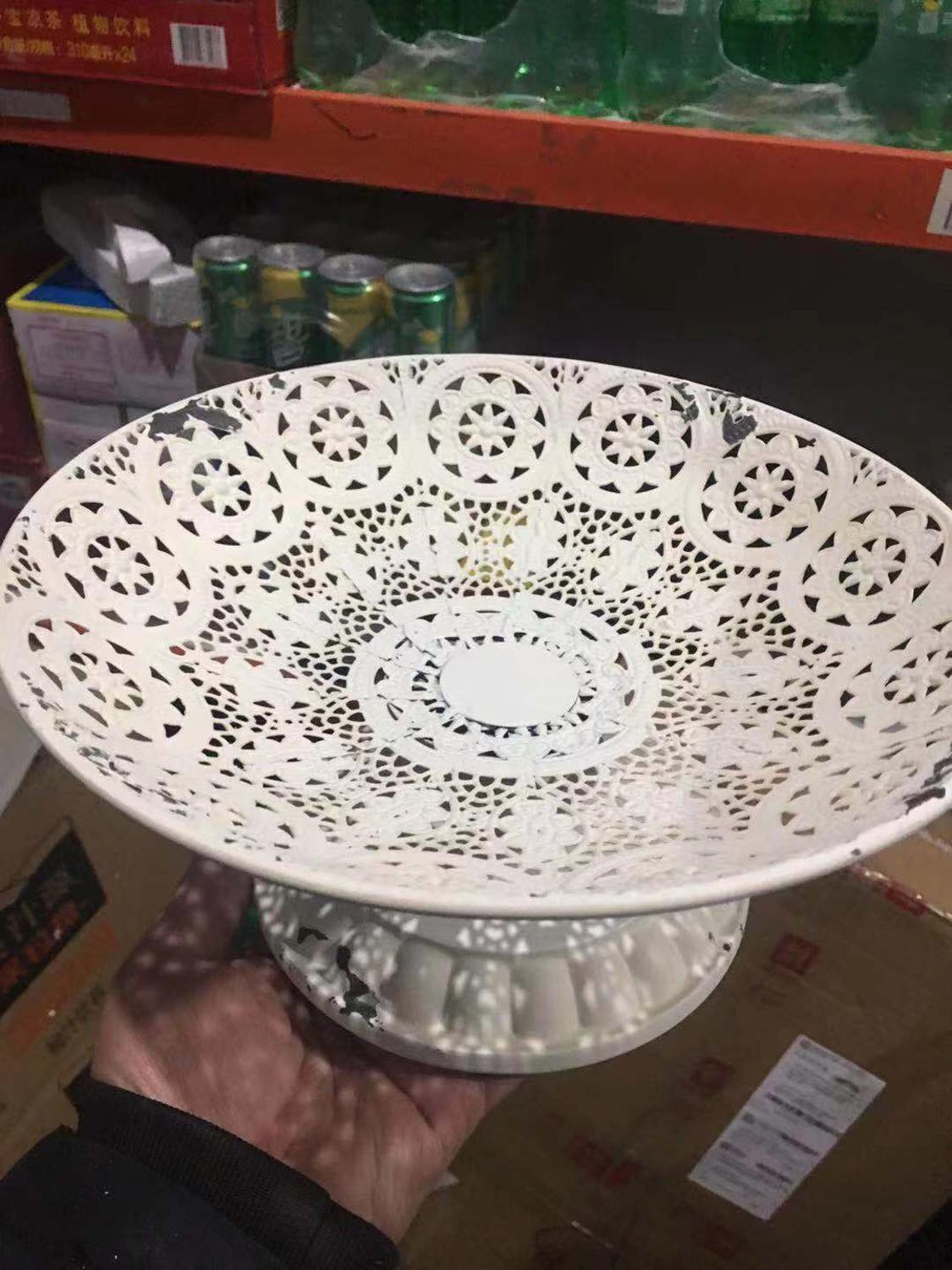 french country handmade rustic retro white pedestal cake stand