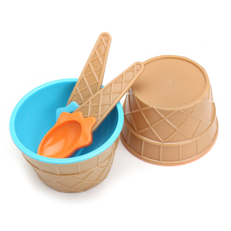 KiWarm Leuke 6 Pcs Kinderen Plastic Ijs Kommen met Lepels Duurzaam Dessert Kom 6 Kleuren DIY Container Gereedschap