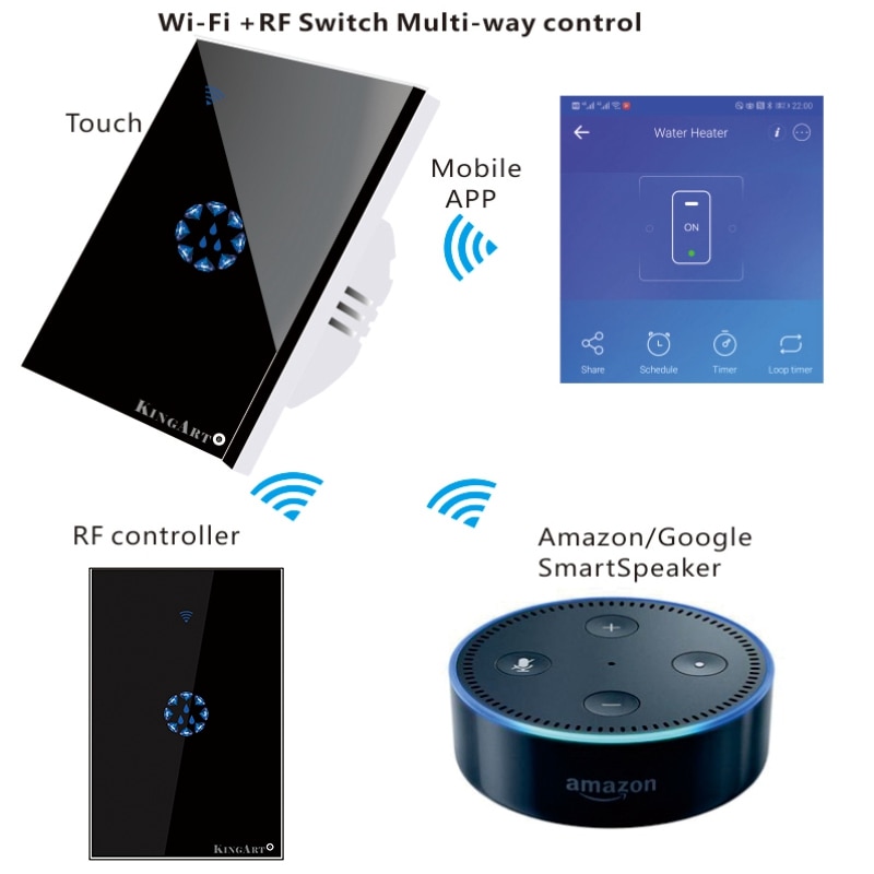 Press Switch Smart Wifi Water HeaterSwitch Boiler Alexa Switches Google Home the Voice for US Plug Outdoor Timer 4G App Cont