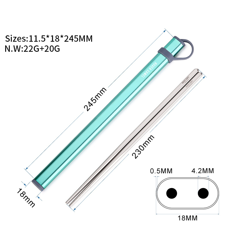 Tubes de stockage de baguettes Boîtier en alliage d'aluminium pour boîte de baguettes en titane Boîte de rangement sans chopst | FR
