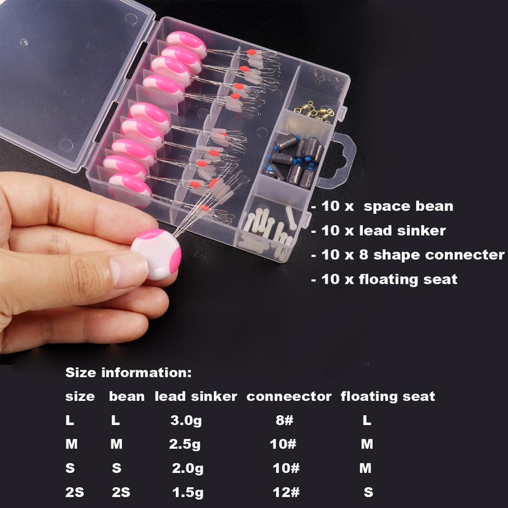 Jigeecarp 40 Stks/set Karpervissen Accessoire Siliconen 7 + 1 Ruimte Bean Set Lood Sinker Zwevende Zetel Metalen Connector Vissen visgerei