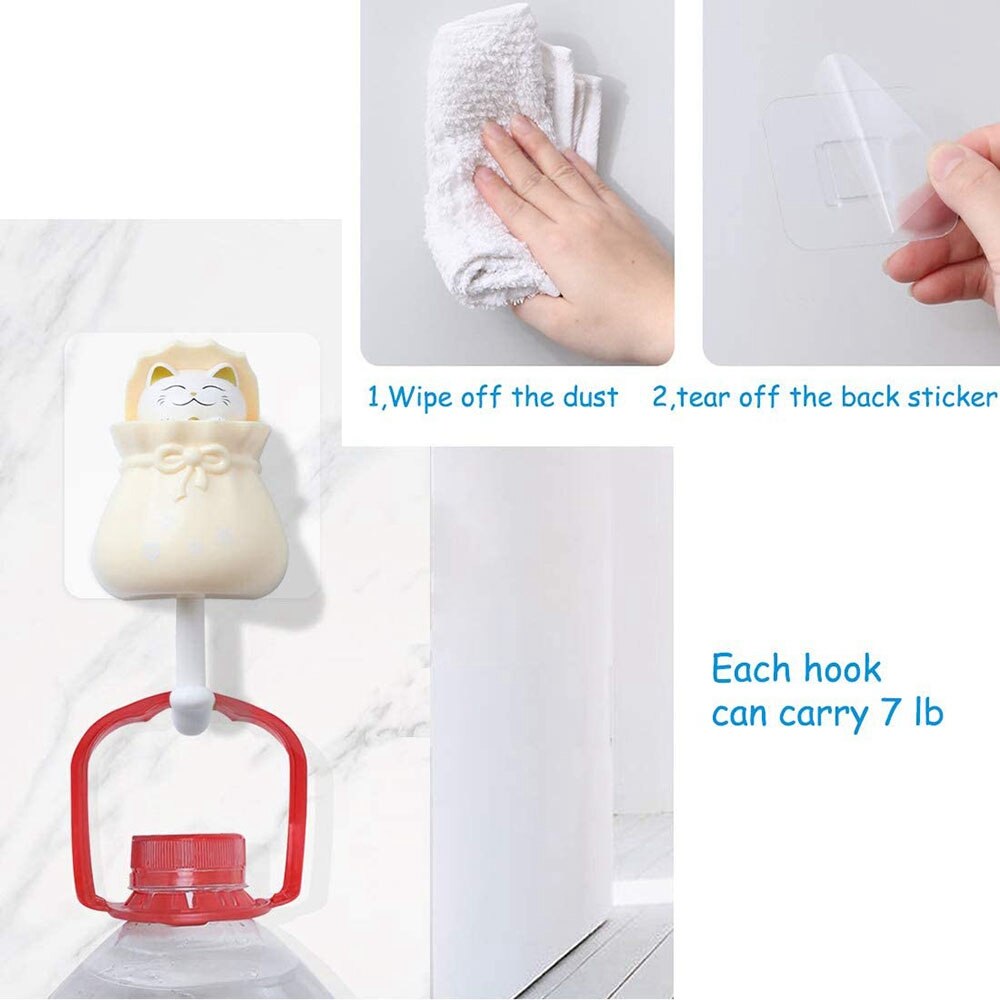 4 Pcs Leuke Cartoon Kat Jas Haak, Zware Decoratieve Muur Haken Voor Sleutel, Handdoek, rugzakken, Hoed, Etc
