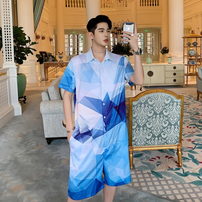 Landofgenie Heren Mouwloze Vest Jumpsuit Een Stuk Pyjama Katoenen